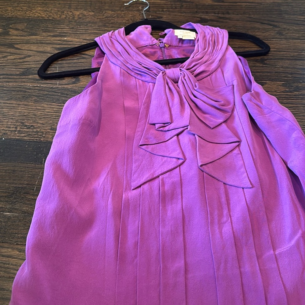 Purple Sleeveless Blouse with Bow Detail
